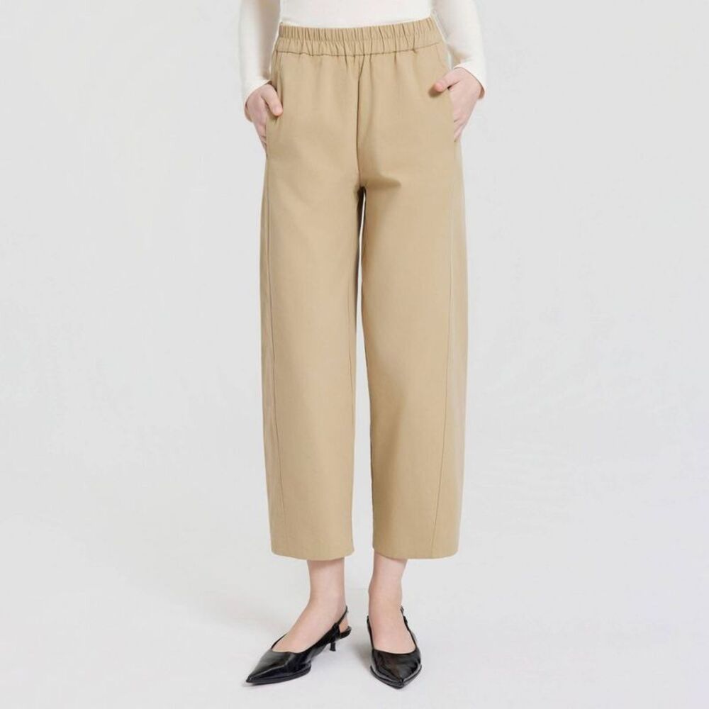 Women's Barrel Leg Tencel Pants - A New Day Gravel Beige XS